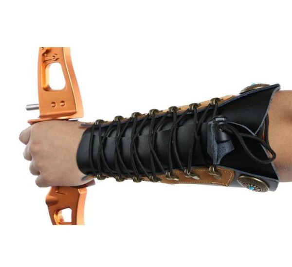 

elbow knee pads genuine 1pcs cowhide archery arm guards hand with elegant longbow3905189, Black;gray