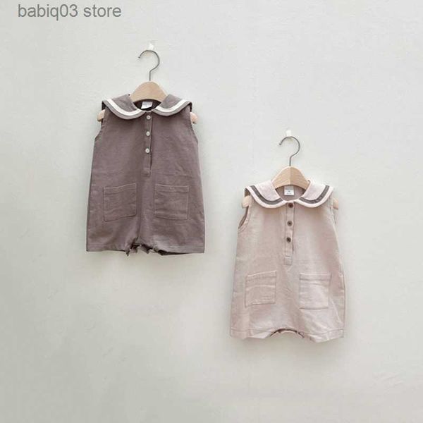 

rompers newborn baby boy girl romper summer cotton sleeveless baby jumpsuit infant pajamas 0-2y baby clothes t230529, Blue