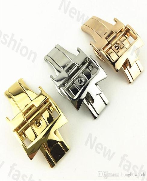 

fashion offtheshelf jiang shipi strap with stainless steel solid double button butterfly buckle 18mm steel buckle belt buckle 208141493, Black;brown