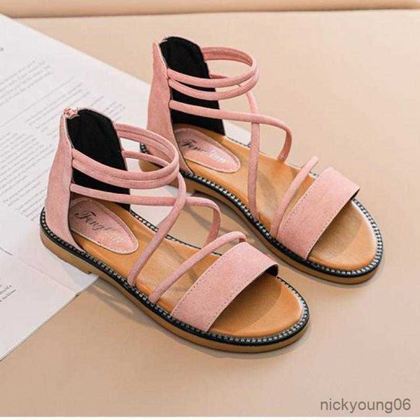 

sandals 2023 girls sandals princess fashion sweet soft children's beach shoes students simple kids summer sandals r230529, Black;red