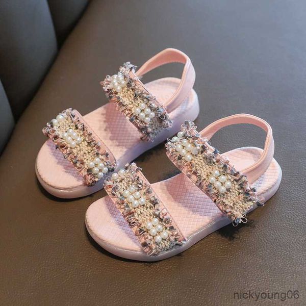 

sandals girls sandals pearl sweet soft sole children beach shoes kids summer sandals princess fashion cute baby shoes r230529, Black;red