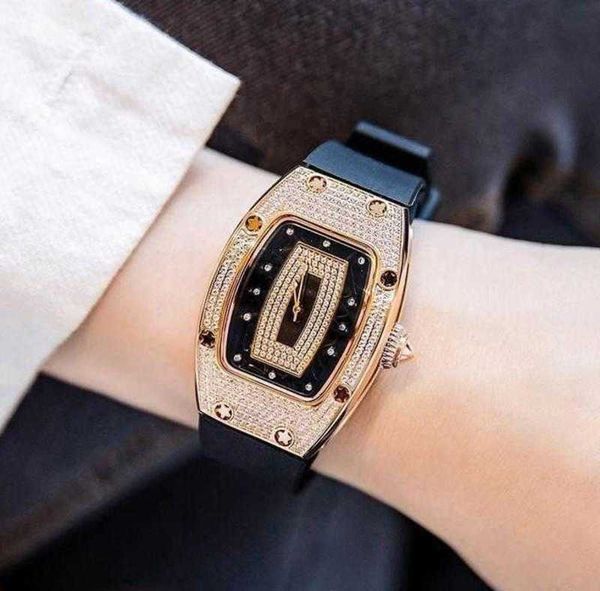

high-quality new automatic mechanical wrist watches luxury and nice personalized women's versatile diamond inlaid fashion summer rm007, Slivery;brown