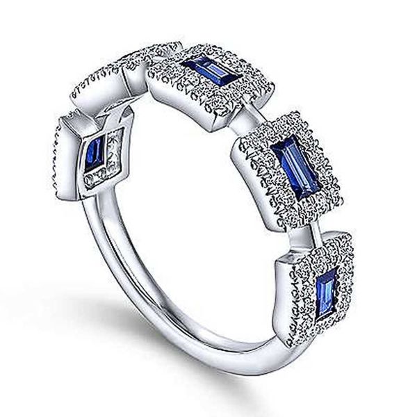 

band rings huitan noble square blue cubic zirconia rings for women luxury silver color wedding bands accessories 2022 fashion jewelry party