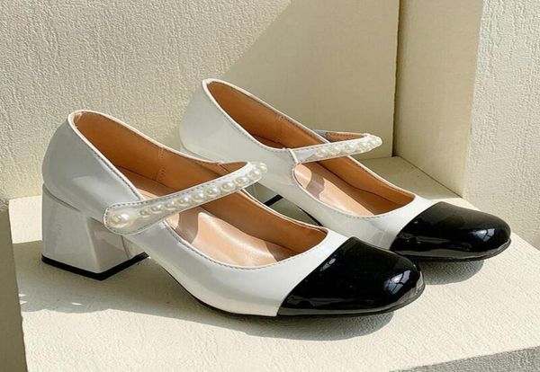 

dress shoes eoeodoit women039s mary jane closed round toe buckled strap high heel pumps white black patchwork retro heels6633005