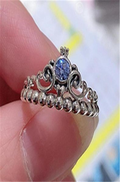 

fashion jewelry women ring european pandora style charm ring highquality 100 925 sterling silver blue tiara ring232f4661870, Golden;silver