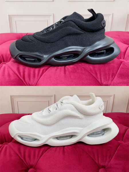 

luxury women casual shoes bouncing increase sneakers technical canvas sports light sole trainers italy brands men's casual walking shoe, Black