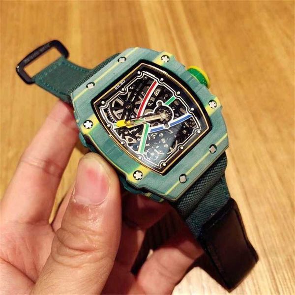 

designer watches fashion richards high-end men's watch carbon fiber centimeters in characteristic nylon elastic mechanic, Slivery;black