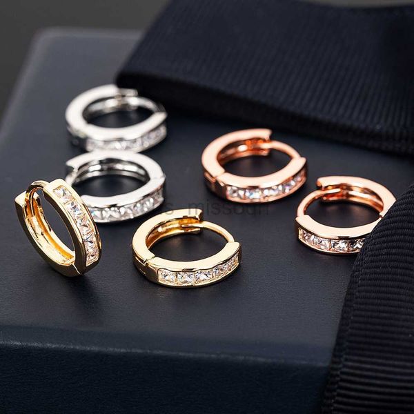 

stud 10mm circle cz zircon hoop earrings for women bohemian gold color silver color small round earrings fashion girl jewelry j230529, Golden;silver