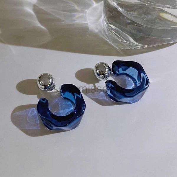 

stud 2023 new korea clear acrylic geometric cshaped hoop earrings for women girls trends hanging earrings party travel jewelry gifts j230529, Golden;silver