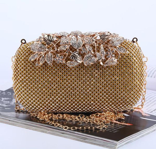 

whole handmade beautiful diamond evening bag leaves clutch with satin for weddingbanquetpartypormmore colors1594020