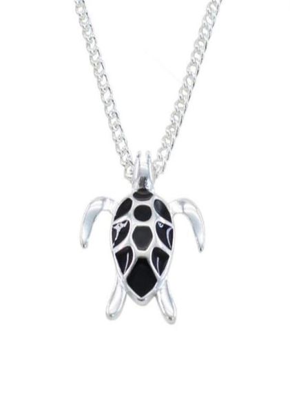 

fashion mini black enamel sea turtle pendant necklace link chain animal wedding ocean beach jewelry lovely turtles necklaces265s4168219, Silver