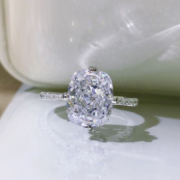 

Cushion Cut 8*10mm Moissanite Dia Ring 100% Real sterg sier Party Wedding band Rings for Women Engagement Jewelry