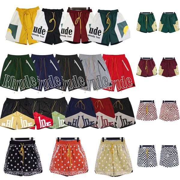 

rhudes shorts men womens designer shorts summer sports training is loose and breathable mens short pants, White;black