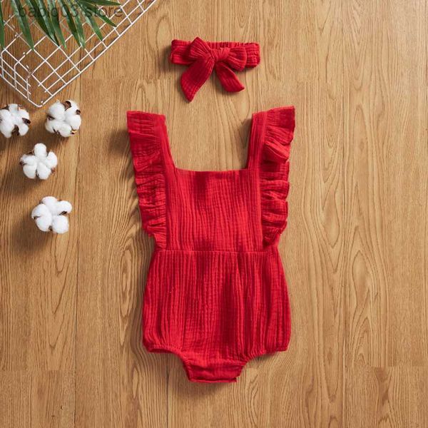 

rompers summer newborn infant baby girls romper + headband muslin sleeveless baby rompers jumpsuits overalls fashion baby clothing t230529, Blue