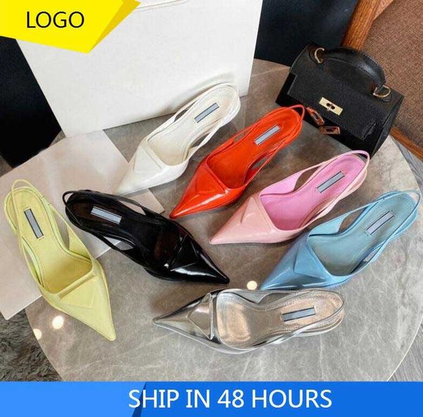 

original sandals women's p luxury designer brand pointed high heels 2023 latest fashion womens genuine leather shallow mouth high heels, Black