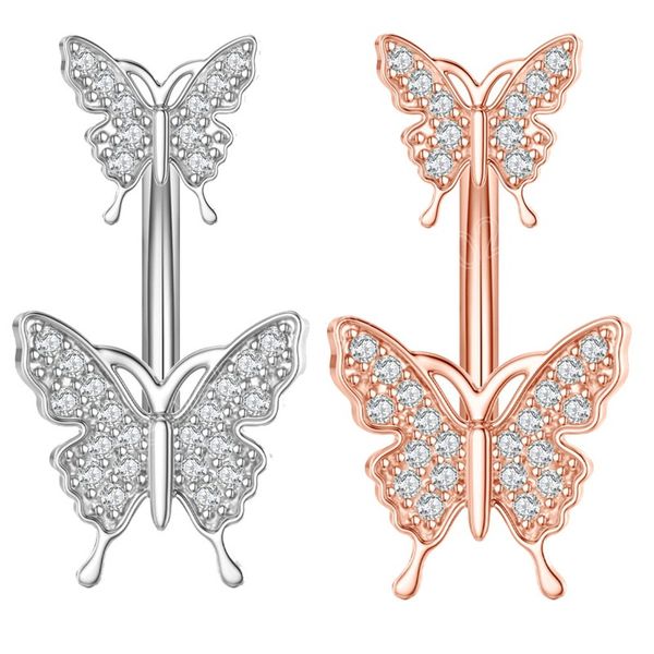 

gold color butterfly crystal navel piercings ombligo belly ring dangled belly button rings piercing jewelry, Silver