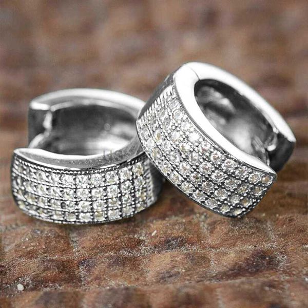 

stud huitan small round hoop earrings for menwomen shiny white zirconia simple stylish daily wearable earring fashion jewelry j230529, Golden;silver