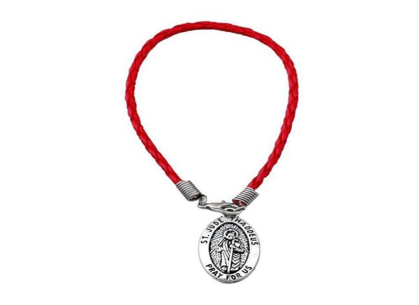 

20pcs red leather bracelet antique silver zinc alloy quot st jude thaddeus quot charms b656300930, Golden;silver