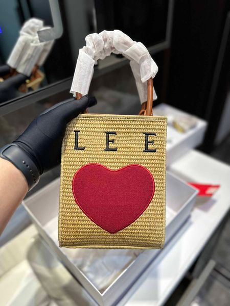 

beach bag fashion straw totes bags women designer bags large mini handbag casual letter heart embroidery shopping bag knitting totes17cm 230