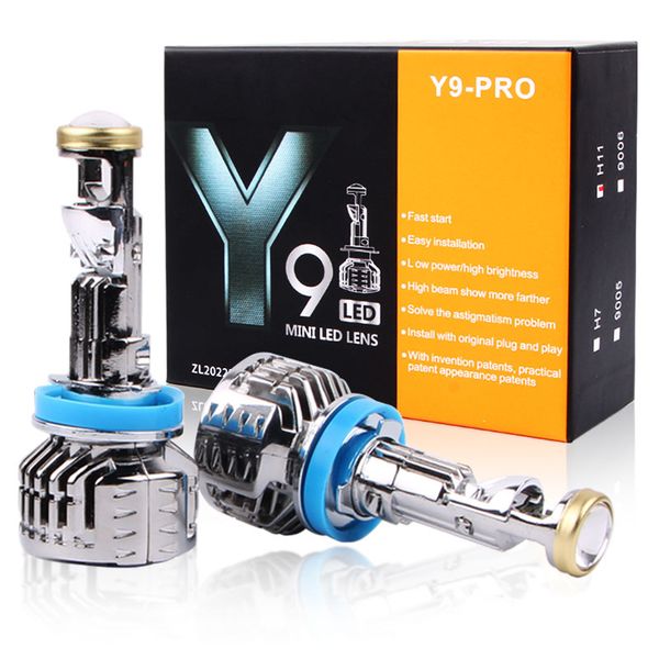 

y9pro projector led car headlights h11 9005 h7 csp 3570 bi led laser headlight