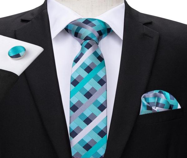 

hitie fashion slim skinny narrow tie blue stripes jacquard woven neckties tie hanky cufflinks set for men wedding party groom cas3219675, Black;blue