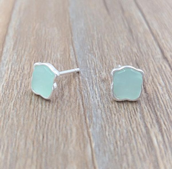 

silver bear color earrings with amazonite stud 925 sterling fits european jewelry style gift andy jewel 8154336006851449, Golden;silver