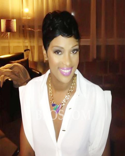 

100 human natural hair web celebrity short layered cut wigs for black women african american short pixie cut glueless bob wigs2083184, Black;brown
