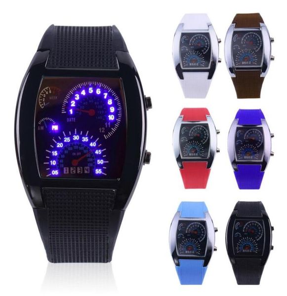 

fashion race watch men sport watches led display race speed car meter dial military watches man military digital dashboard watch9327487, Black;brown