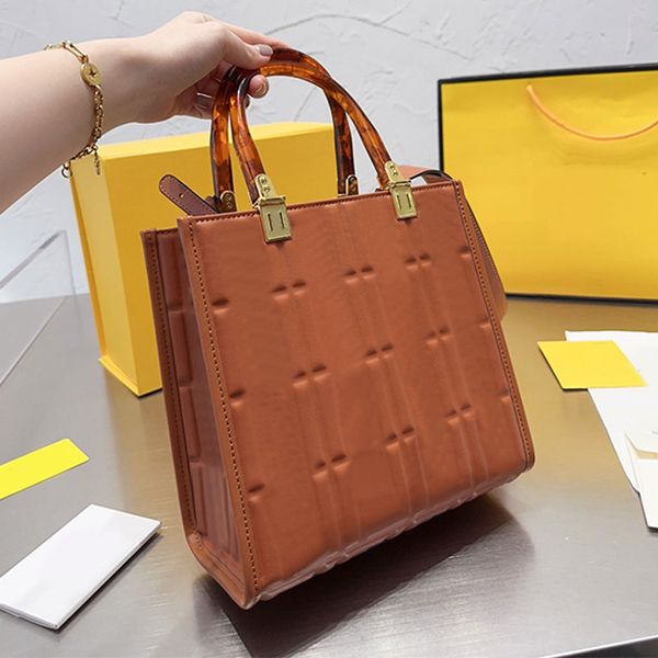 

relief sunshine tote bag hard handle handbags women designer beach bag shopping bag crossbody shoulder bags purse genuine leather hand bag w