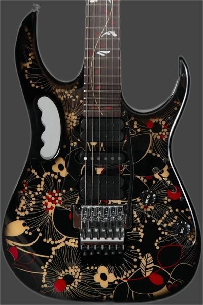 

jem77-fp2 steve vai signature black floral pattern electric guitar