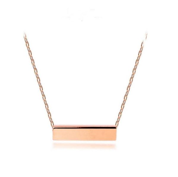 

never fade blank plain necklace high polished simple bar pendant necklace for women gift9082999, Silver