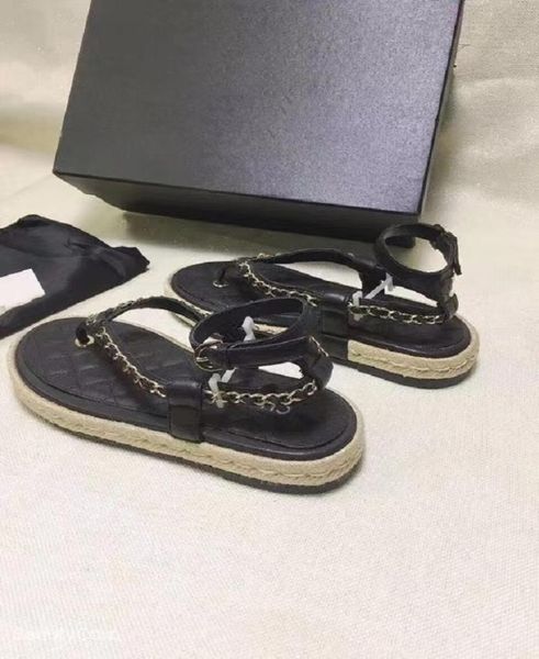 

2021 the new fashion trend in early spring ladies thicksoled chain sandals fashion temperament chain sandals thicksoled san9592181, Black