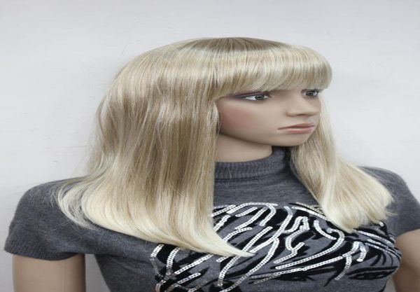 

synthetic yellow women lady medium straight hair natural full hair wig cospaly4338010, Black;brown