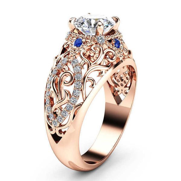 

band rings huitan gorgeous women wedding rings dazzling 4 claw solitaire cz hollowed out pattern anniversary gift ring classic jewelry aa230, Silver