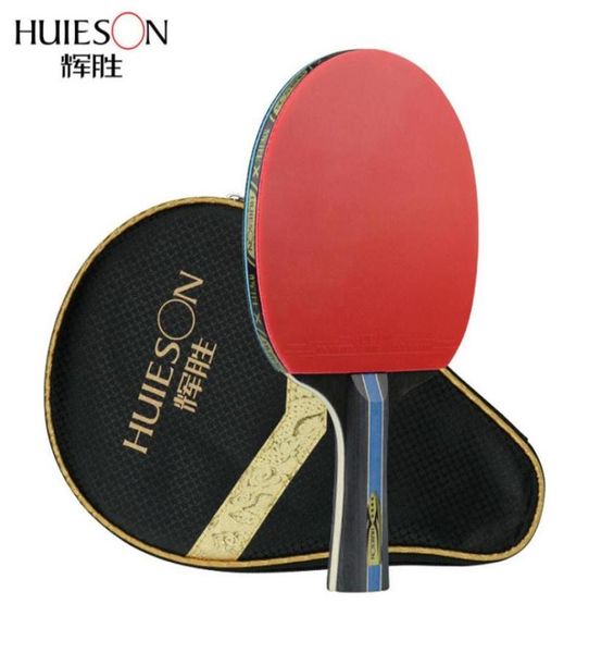 

huieson 7 ply pure wood table tennis racket double face pimplesin sticky rubber 4 starpong paddle bat for new learners223y6334399