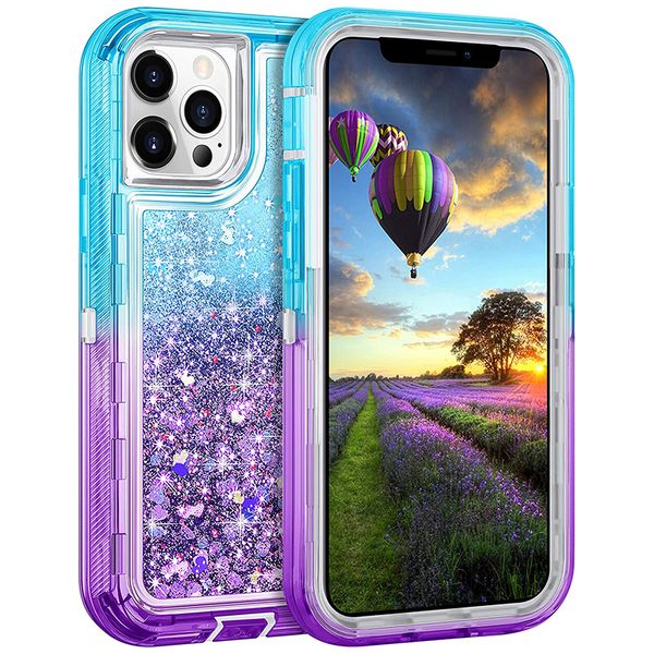 

fashion gradient quicksand phone cases for iphone 15 14 13 12 11 pro max xsmax xr xs x 7 8 plus glitter heavy duty shockproof protective pho
