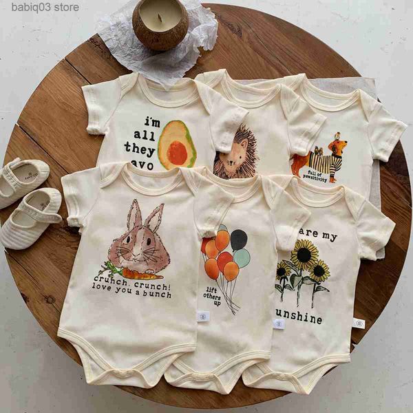 

rompers newborn baby romper cartoon animal cotton toddler girl boy sunflower printing jumpsuit summer short sleeve jumper easter costume t23, Blue