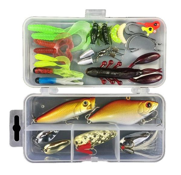 

106pcsset plastic fishing lures kit set with big 2layer retail box assorted fishing bait kit fishing tackle9137322