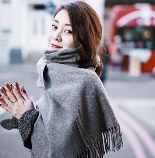 

1pcs autumn winter woman wool spinning scarf ladies pure color purl keep warm scarf 20065cm 14colors 2247589, Blue;gray