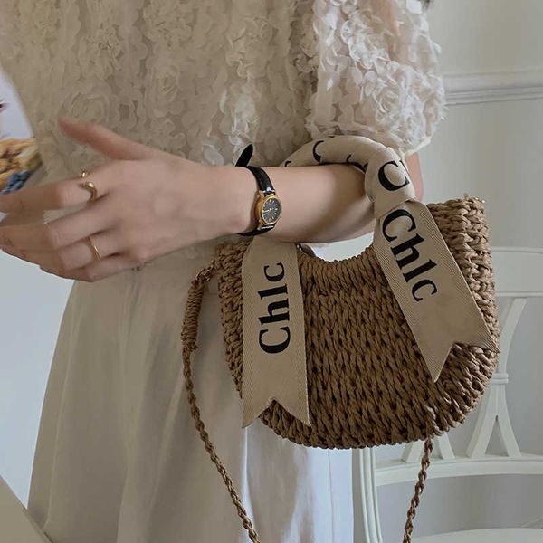 

straw handbag scarves letters cross body grass woven women s new summer portable versatile beach bags vacation shoulder bag 230529