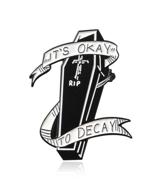 

it039s okay to decay coffin brooch pins enamel metal badges lapel pin brooches jackets jeans fashion jewelry accessories4915278, Blue