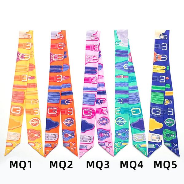 

new color print long tie small scarf headband bag handle binding ribbon double-sided printing decoration braided hair ribbon mix send, Blue;gray