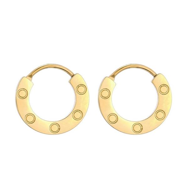 

love single earring for women ladies hoop huggie stud screw marking 316l titanium steel famous brand designer jewelry with inscr5118775, Golden;silver
