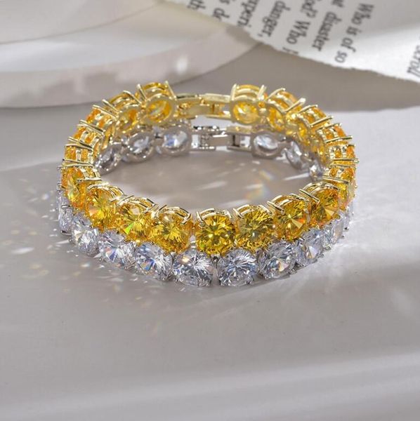 

choucong tennies bracelet sparkling luxury jewelry 18k white gold fill blue sapphire cz diamond zircon party handmade diamonique women brida, Black