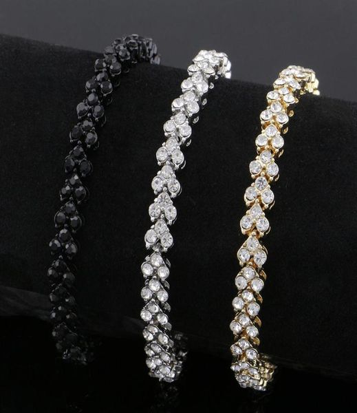 

hip hop diamonds tennis bracelet men trendy simple chain jewelry 8 26 inches three colors golden silver black270c4981952