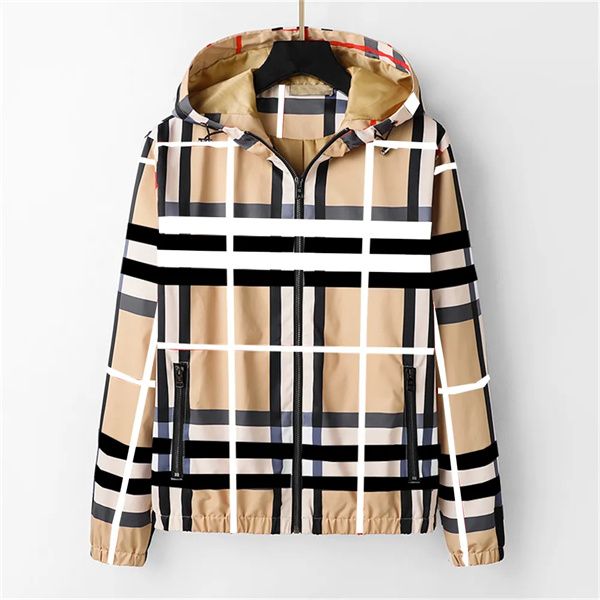 

men's jacket brands plaid pattern fashion casual hoodie jacket windbreaker styles are diverse3xl 2xl, Black;brown