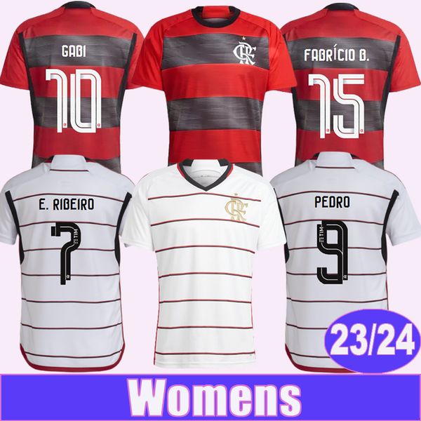 

23 24 flamengo gabi pedro women soccer jerseys e.ribeiro de arrascaeta thiago maia everton home away football shirts uniforms, Black;yellow