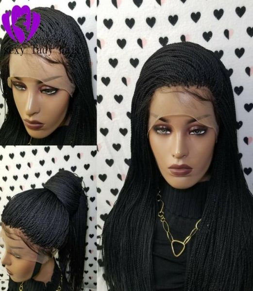 

200 density braided brazilian wigs for black women synthetic braids lace front wig with baby hair8119972