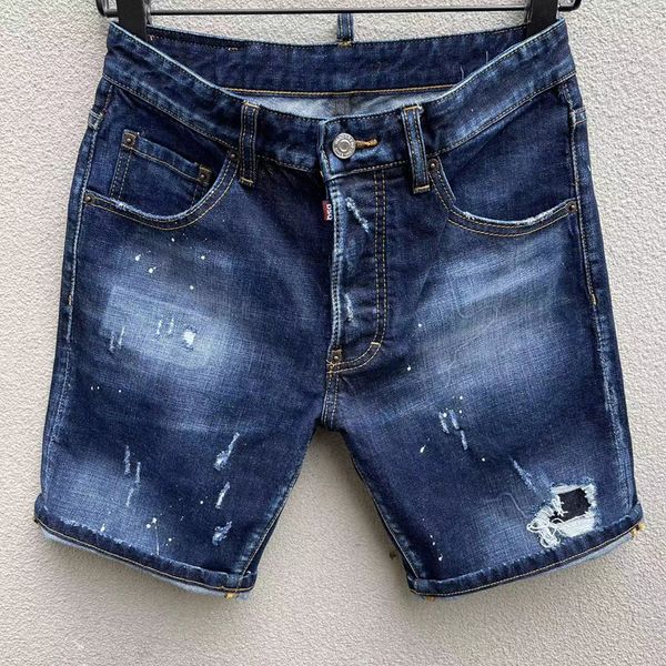 

dsq2 men's jeans short luxury designer summer jeans skinny ripped cool guy causal hole denim dsq fit jeans washed short pant d236, Blue