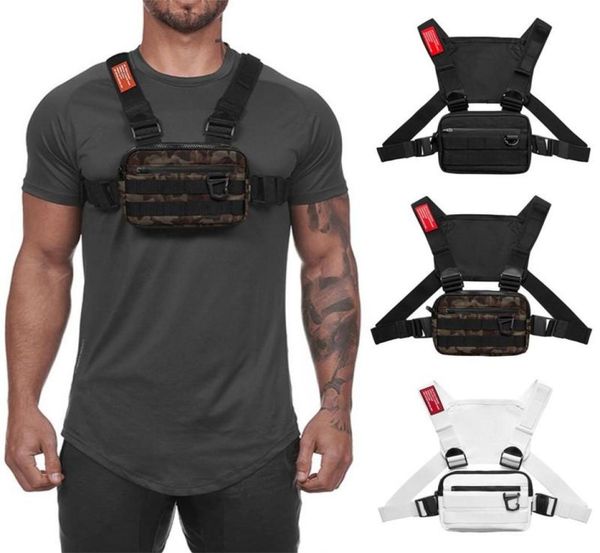 

2021 men tactical waist bag tactical pack hip hop function vest chest camouflage chest rig pack outdoor hunting bag black white4801425